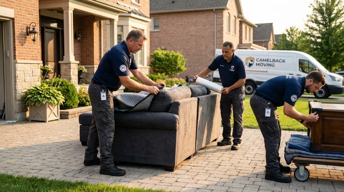 Large estate moving crew wrapping furniture in Medicine Lodge, KS