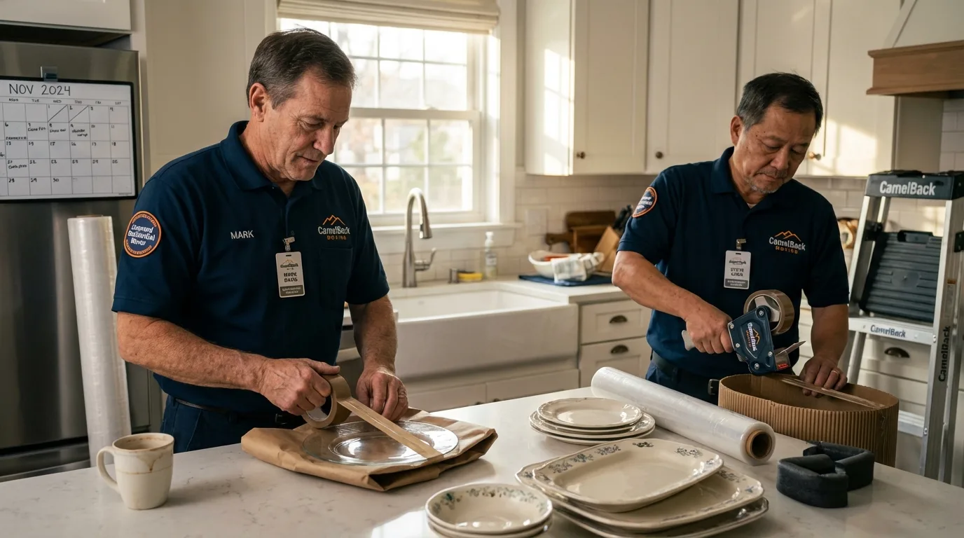 Professional crew packing kitchen dishware in Medicine Lodge, KS
